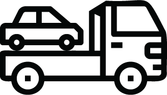 Flatbed tow truck icon representing scrap car removal and junk car pickup services in Toronto.