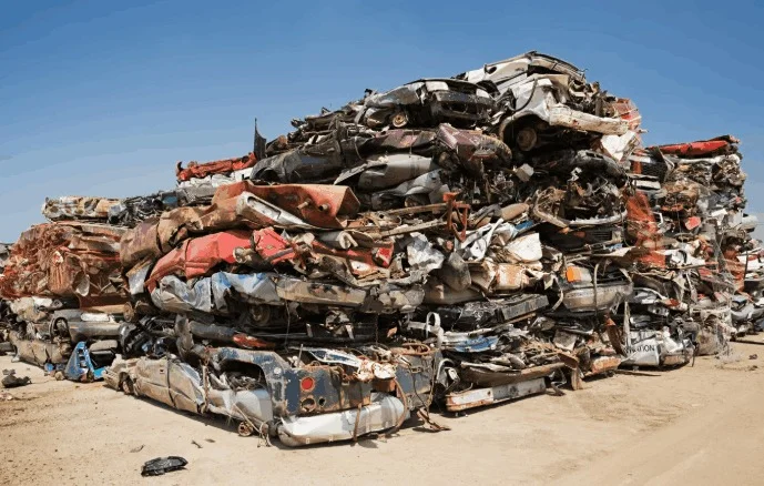 pile of old vehicles collected for scrap car removal service